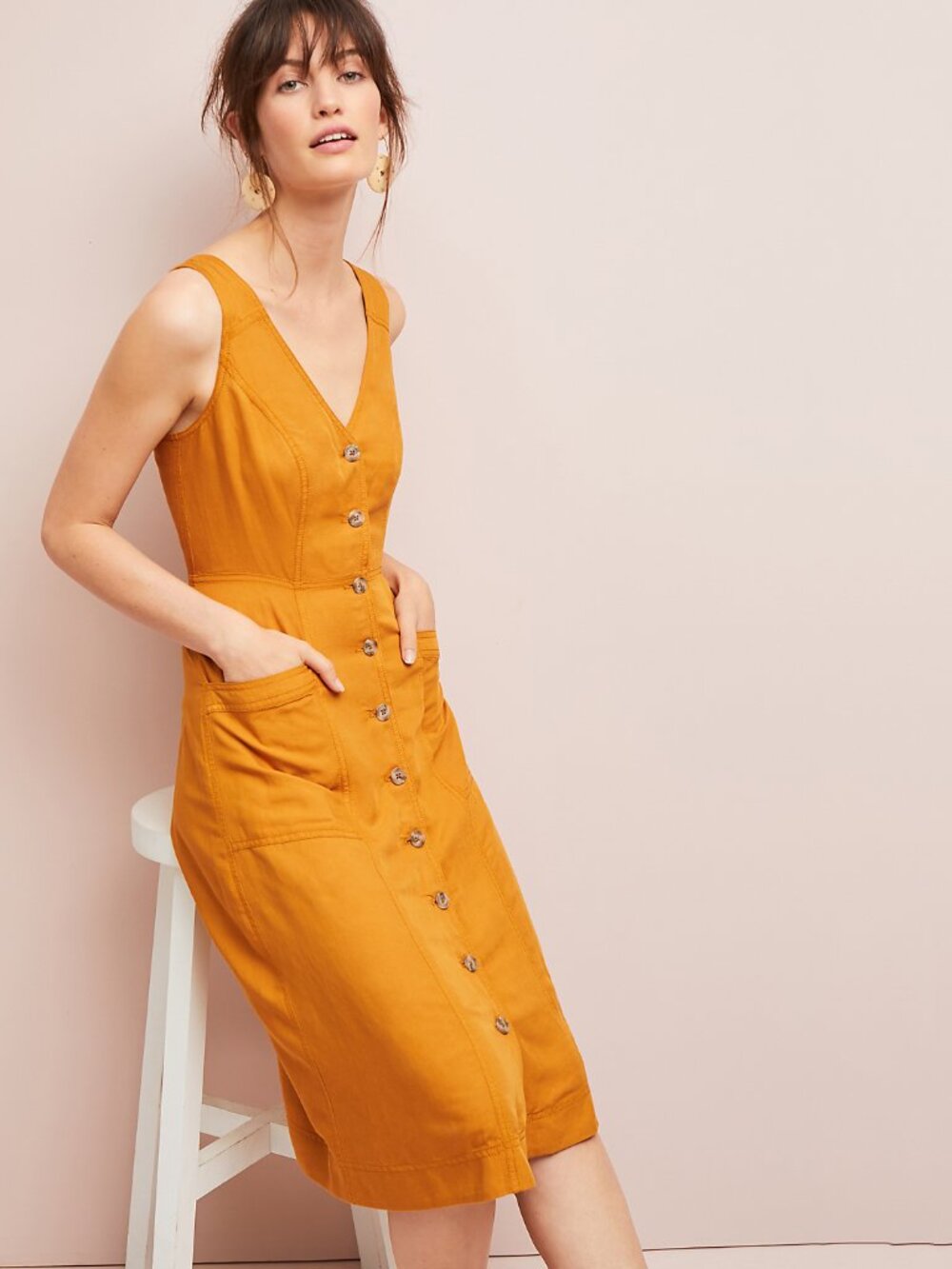 Anthropologie Dionis Shirtdress in Dark Yellow - sz 2